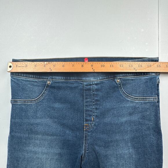 Spanx Jeans Womens Extra Large Blue Pullon Stretch Skinny Ankle Raw Hem Slimming - Picture 10 of 14
